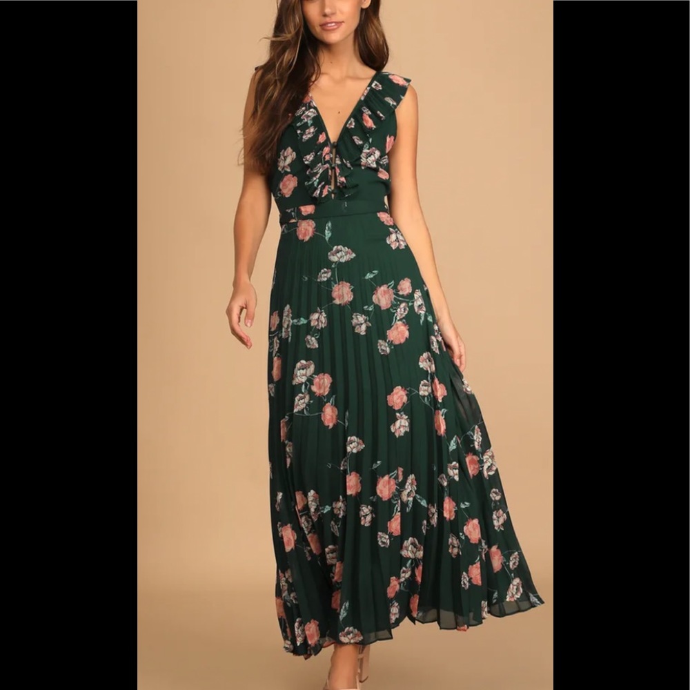 NWT Lulus green floral maxi dress size XL